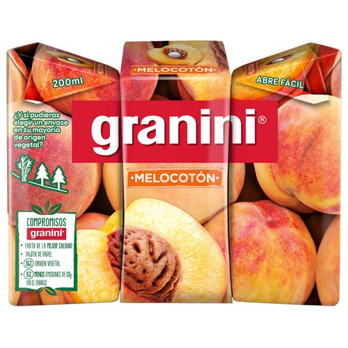 Bebida de melocotón GRANINI minibriks 3x20 cl.