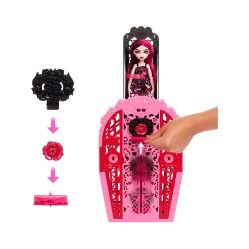Muñeca Draculaura, Skulltimate Secrets Midnight Garden, con puerta y llave misteriosa, MONSTER HIGH.