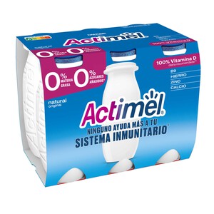 ACTIMEL Leche fermentada con Lcasei, 0% materia grasa y sabor natural ACTIMEL de Danone 6 x 100 g.