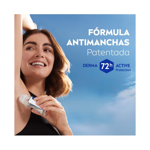 NIVEA Black & white invisible authentic Desodorante roll on para mujer, antitranspirante 72 horas 50 ml.