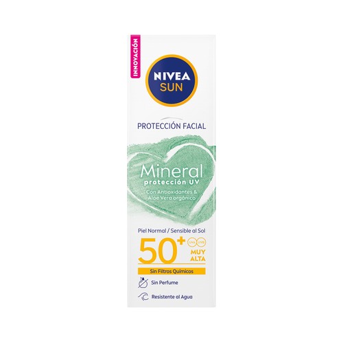 NIVEA Sun Protector solar facial con FPS 50+ (muy alto), para todo tipo de pieles 50 ml.