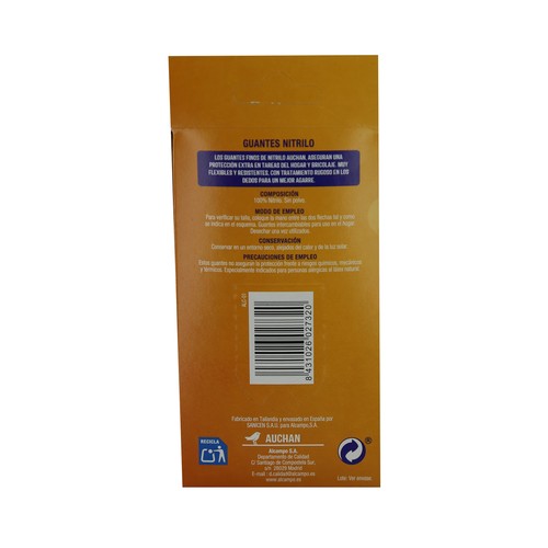 PRODUCTO ALCAMPO Guantes de nitrilo talla grande PRODUCTO ALCAMPO 20 uds.