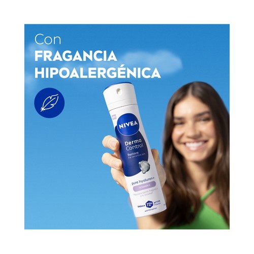 NIVEA Derma control restore Desodorante en spray para mujer, antitranspirante 72 horas 250 ml.