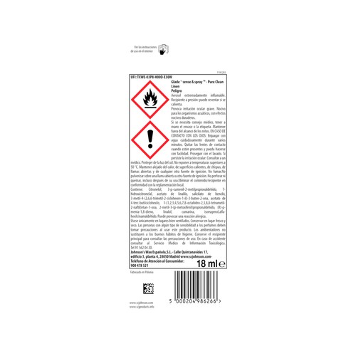 GLADE Sense & spray Recambio para ambientador con fragancia infusionada con aceites esencaiels 18 ml.