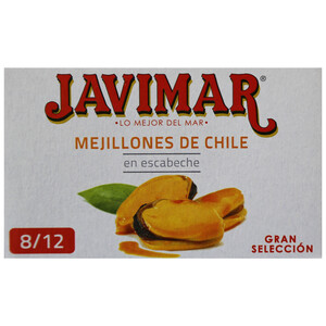 Imagen de JAVIMAR Mejillones de chile en escabeche 8/12 68 g. 