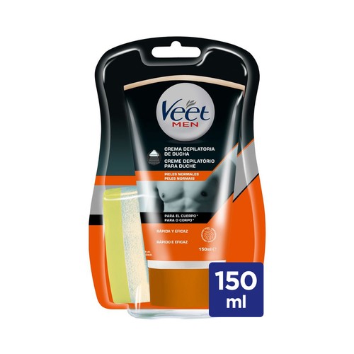 VEET Crema depilatoria corporal bajo la ducha, para pieles normales VEET Men 150 ml.
