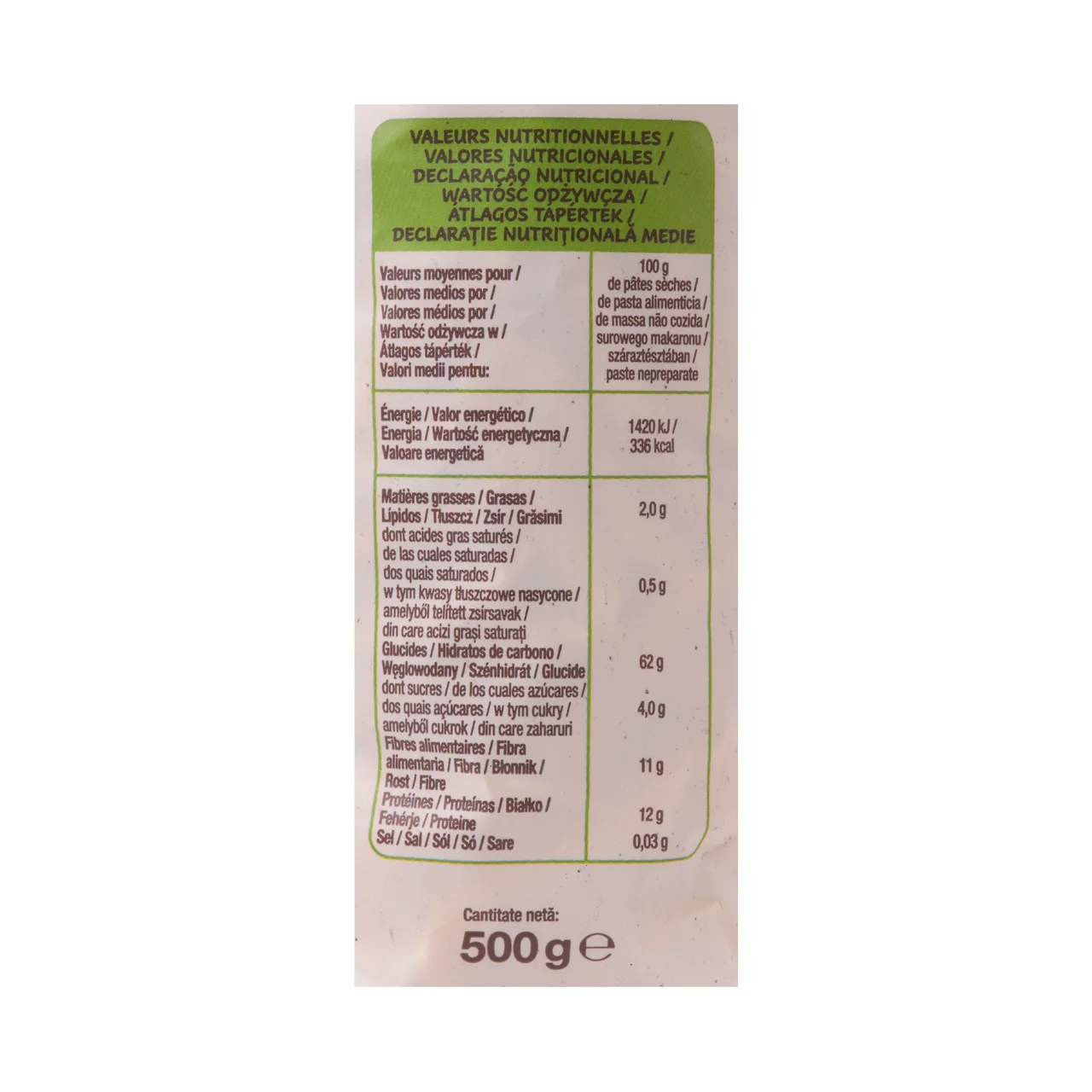 PRODUCTO ALCAMPO Bio Penne rigate (macarrones) de trigo integral ecológico 500 g.