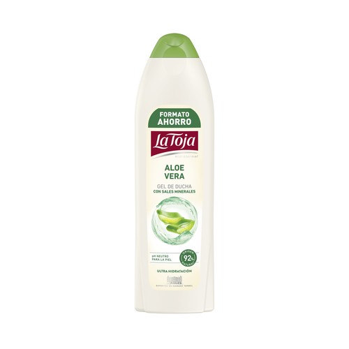 LA TOJA Gel para baño o ducha con textura crema, Aloe vera y sales minerales 800 ml.