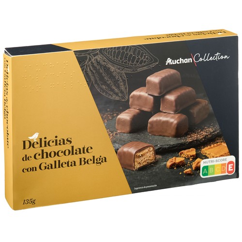 PRODUCTO ALCAMPO Collection Delicias de chocolate con galleta belga 135 g.