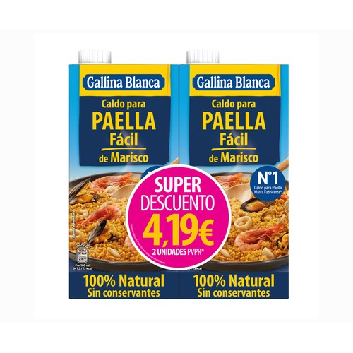 GALLINA BLANCA Caldo de paella de marisco 2 x 1 l.