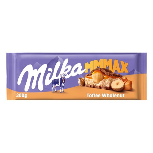 MILKA Chocolate con leche con avellanas y crema de caramelo tableta de 300 g.
