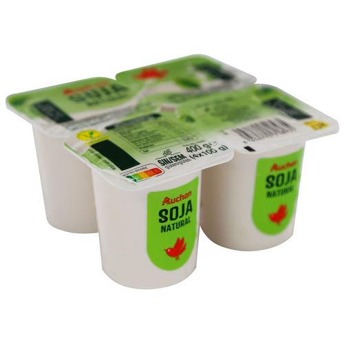 Postre a base de bebida de soja fermentada, de sabor natural PRODUCTO ALCAMPO 4 x 100 g.