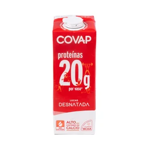 COVAP Leche desnatada sin lactosa, con alto contenido en calcio y proteínas (20 g) 1 l.