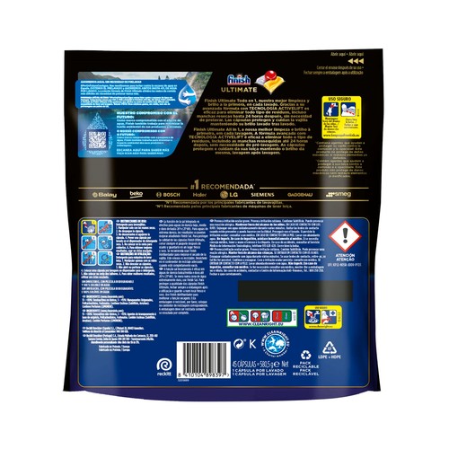 Detergente para lavavajillas máquina Quantum Ultimate FINISH QUANTUM ULTIMATE 45 uds. 580,5 g.