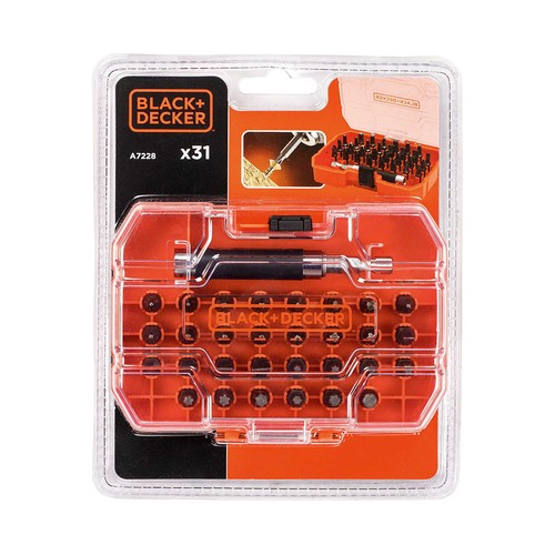 Juego de 31 piezas para atornillar con adaptador magnético, BLACK + DECKER A7228.