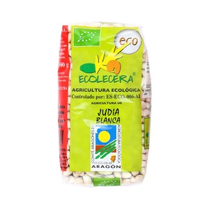 ECOLECERA Alubia (judia) blanca de aragón extra, ecológica 500 g.