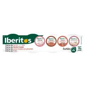 IBERITOS Patés surtidos (Jamón York, Jamón curado, pollo, pavo) 4 x 25 g.