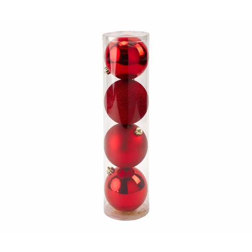 Set 4 bolas plástico surtidas color rojo 10 centímetros, ACTUEL.