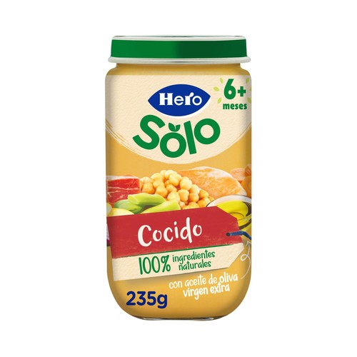 HERO Solo Tarrito de cocido (verduras, garbanzos y carne), a partir de 6 meses 235 g.