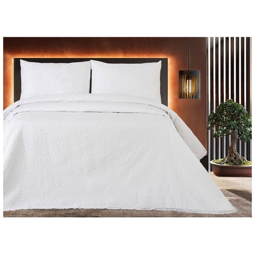 Colcha jacquard c/puntilla 90cm180x260 blanco. LUMATEX.