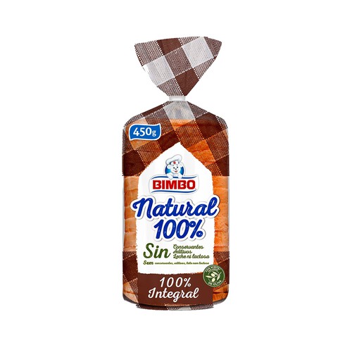 Pan de molde integral con corteza 100% natural BIMBO 450 g.
