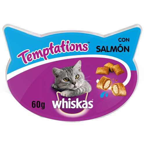 WHISKAS Snacks para gatos a base de salmón WHISKAS TEMPTATION 60 g.