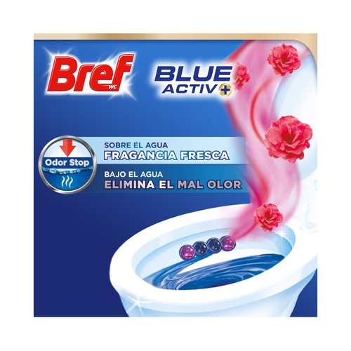 BREF Blue Activ+ Pastillas de limpieza de WC florales 2x50 g.