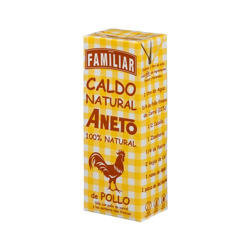 ANETO Caldo de pollo de corral con verduras natural brik de 1,5 l.
