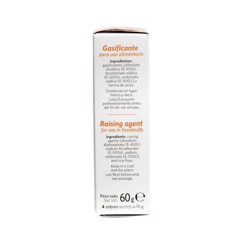 CARMENCITA Impulsor de bollería, gasificante 4 sobres 60 g.