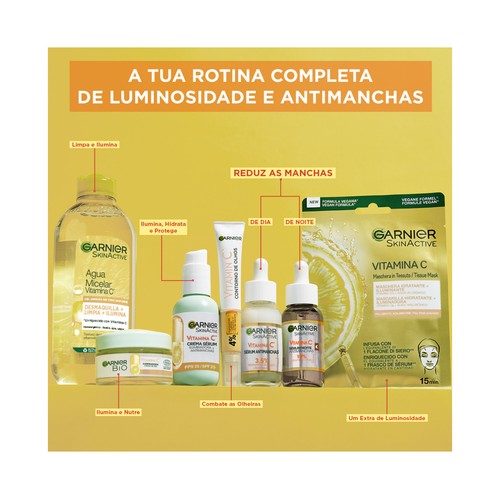 GARNIER Skin active Crema sin perfume iluminadora para el contorno de los ojos 15 ml.