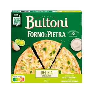 Imagen de BUITONI Forno di piertra Pizza de queso Emmental, puerros y crema de leche, con masa fina y crujiente 320 g.