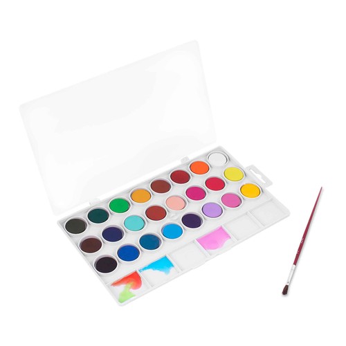 Caja de 24 acuarelas de diferentes colores + pincel JOVI.