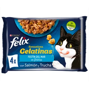 FELIX Comida para gatos húmeda sabor a pescado variado PURINA FELIX 4 uds. x 85 g.