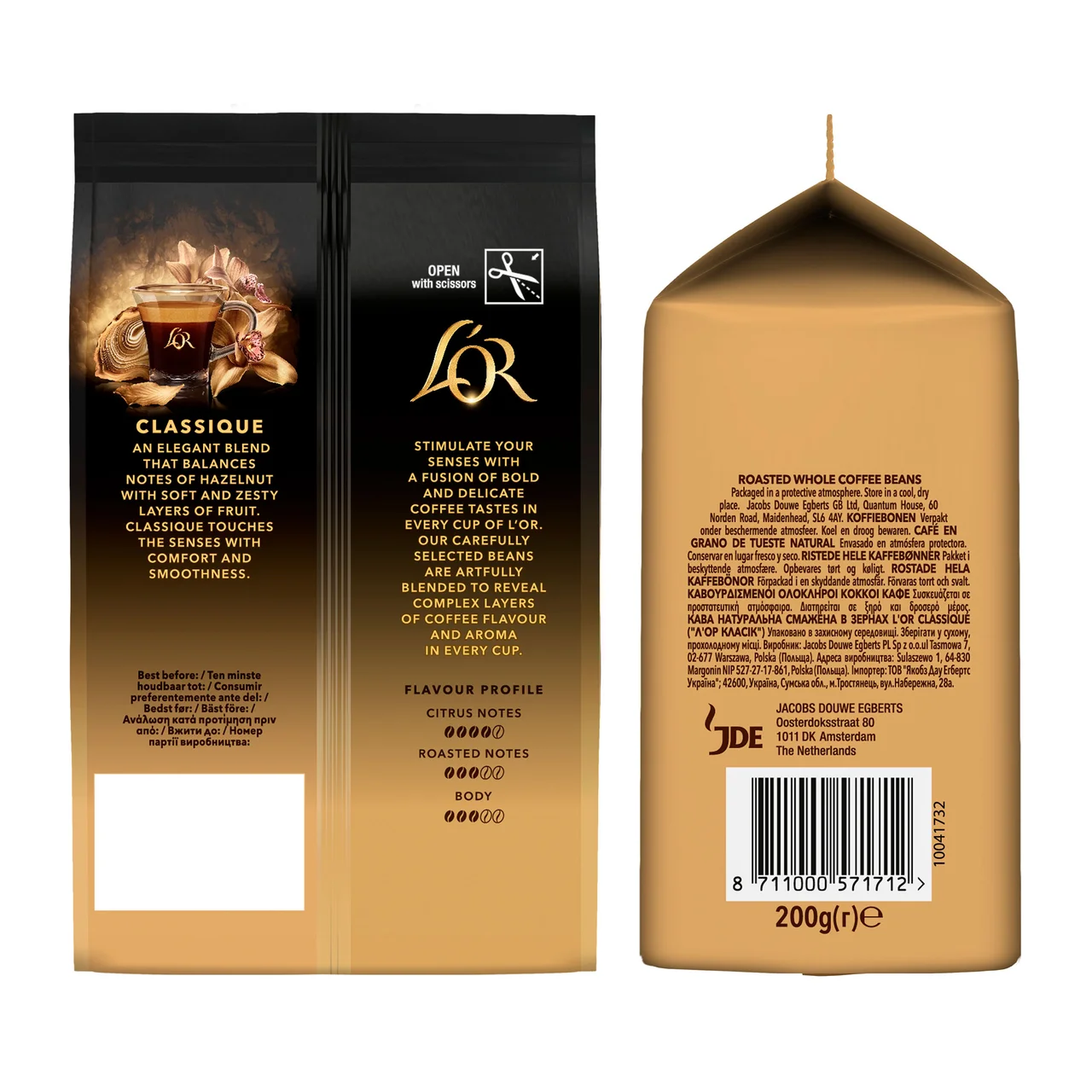 L' OR Café grano natural classique 200 g.