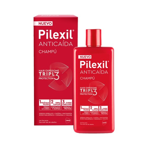 Champú anticaída de uso frecuente, para todo tipo de cabellos PILEXIL 300 ml.