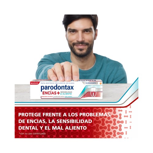 PARODONTAX Pasta de dientes con flúor de uso diario y acción blanqueante PARODONTAX Encías + aliento & sensibilidad 75 ml.