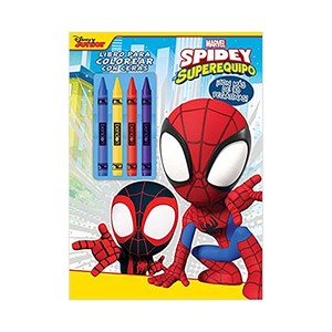 Imagen de Spidey y su superequipo: libro para colorear con ceras, VV. AA. Género: actividades. Editorial Marvel Ediciones.