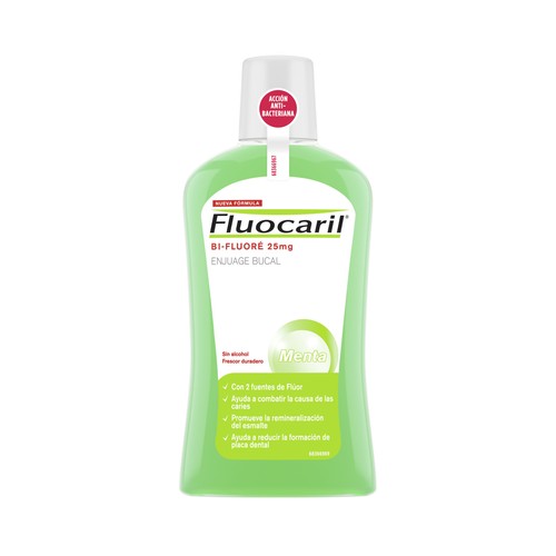 FLUOCARIL Enjuague bucal bi-flúor, sin alcohol y con sabor a menta FLUOCARIL 2x500 ml.