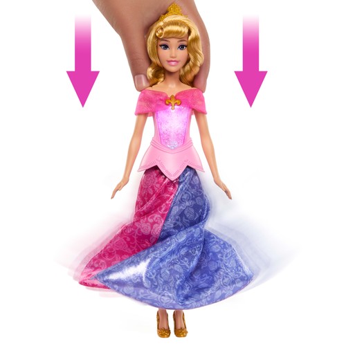 DISNEY Princesa Aurora, vestido cambia de rosa a azul, MATTEL