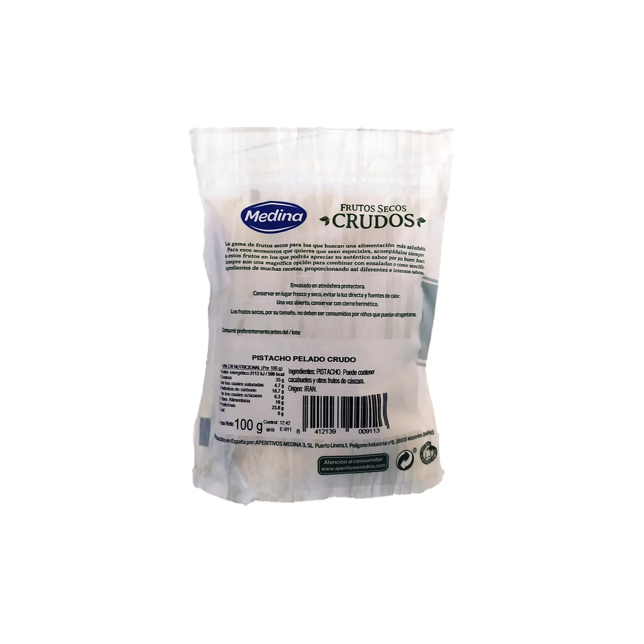 Pistachos pelados crudos 100 g.