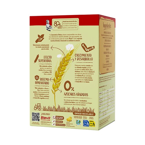 BLEVIT Superfibra Papilla de 8 cereales y fruta, a partir de 5 meses 500 g.