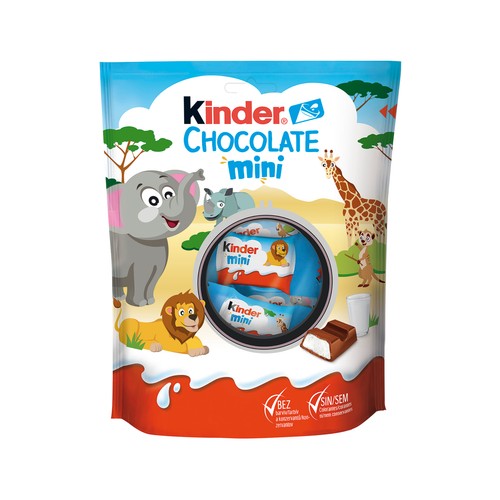 KINDER Barritas chocolate mini, con relleno crema cremoso de leche 120 g.