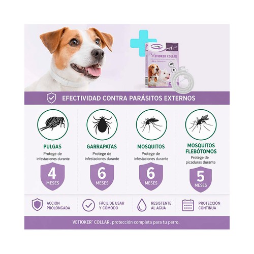 VETIOKER Collar antiparasitario para perros grandes y muy grandes (60cm).