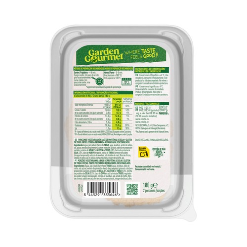 GARDEN GOURMET Empanados a base de soja y proteínas vegetales 2 x 90 g.
