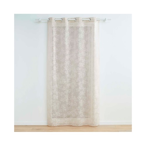 Visillo con anillas 140x240cm tejido aplicado karla taupe. U10.