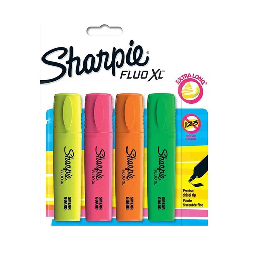 Marcadores de tinta flúor XL surtido x 4 SHARPIE
