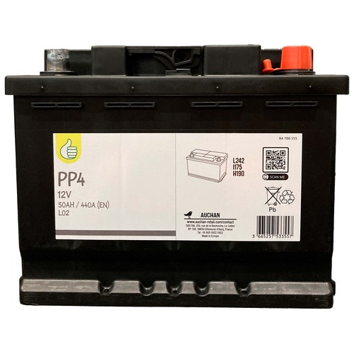 Batería de coche 50Ah, arranque 440A, 12V, ALCAMPO