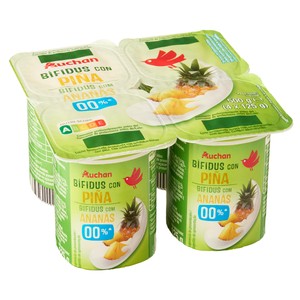 Auchan Bífidus Desnatado sin Azúcares Añadidos con Piña 4 X 125 G Producto Alcampo. 500 G