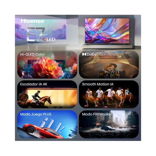 Televisión 127 cm (50") QLED HISENSE 50A6Q, 4K Ultra HD, Smart TV, Dolby Vision, 3 HDMI, 2 USB, Bluetooth, 60Hz.