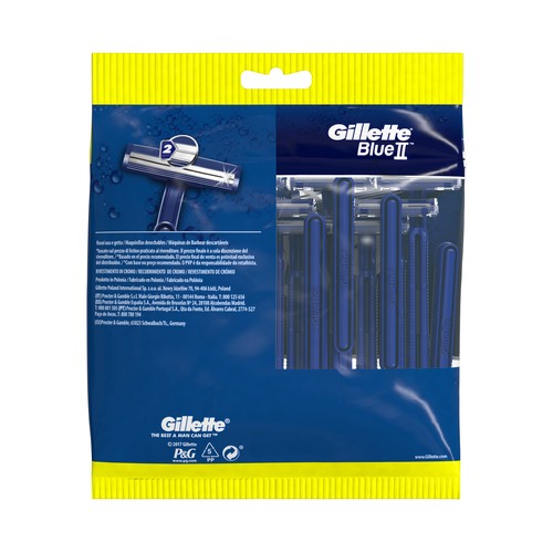 GILLETTE Cuchilla de afeitar desechable, con cabezal fijo de doble hoja GILLETTE Blue II 20 uds